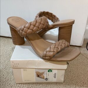 A New Day Women's Brown Braided Heeled Sandals